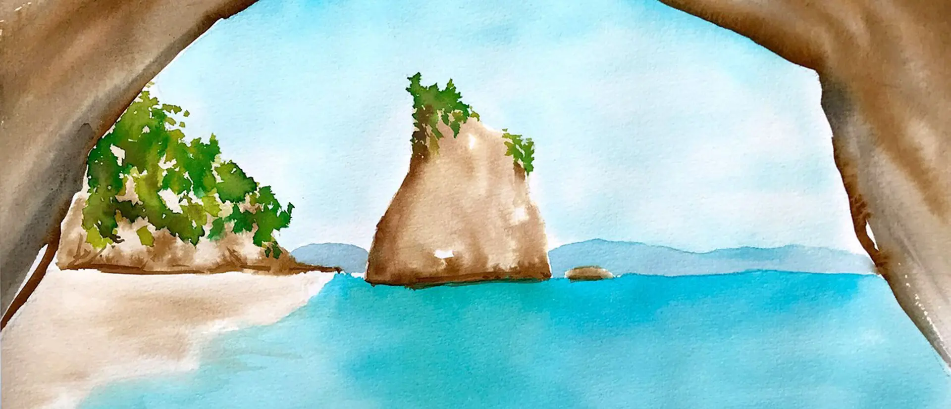 Watercolour & Wine Night - Watercolour Cathedral Cove